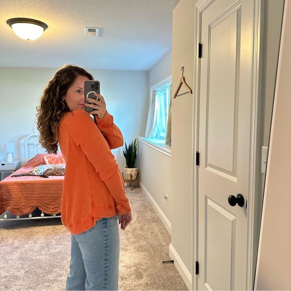 Soft Surroundings Pink Coral Textured Space Dye Cotton Waffle Long Sleeve Medium - Picture 4 of 14